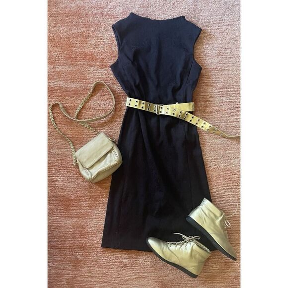 Vintage David Warren New York Boat-Neck/Zip Back Cocktail Dress Black Size 12 - Picture 1 of 8